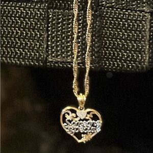 Gold and Silver Heart Pendant Necklace
